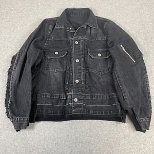 Sacai Denim Nylon Twill Jacket Womens 2 Black Classic Rare Panels Mixed